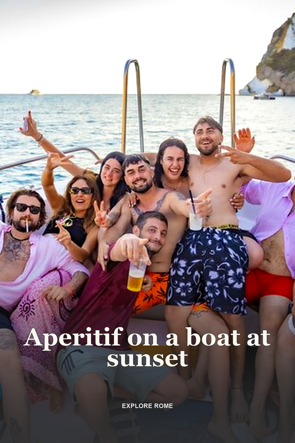 Aperitif on a boat at sunset